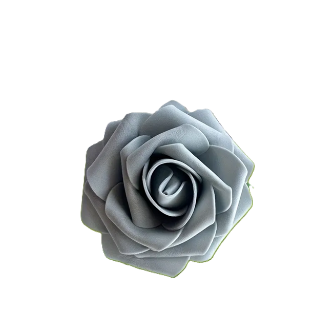 25-Piece Grey Artificial Foam Rose Flowers with Stems (7-7.5CM) - Realistic Simulation