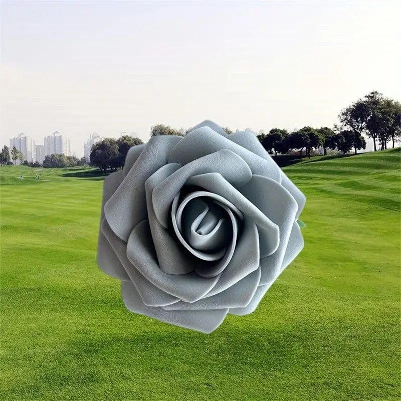 25-Piece Grey Artificial Foam Rose Flowers with Stems (7-7.5CM) - Realistic Simulation
