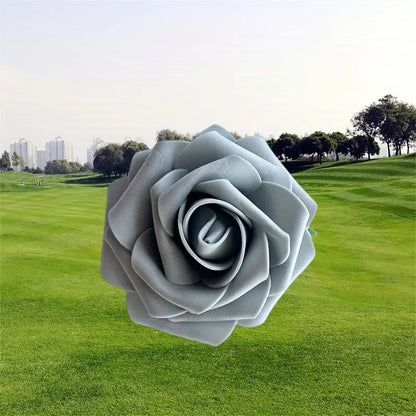 25-Piece Grey Artificial Foam Rose Flowers with Stems (7-7.5CM) - Realistic Simulation