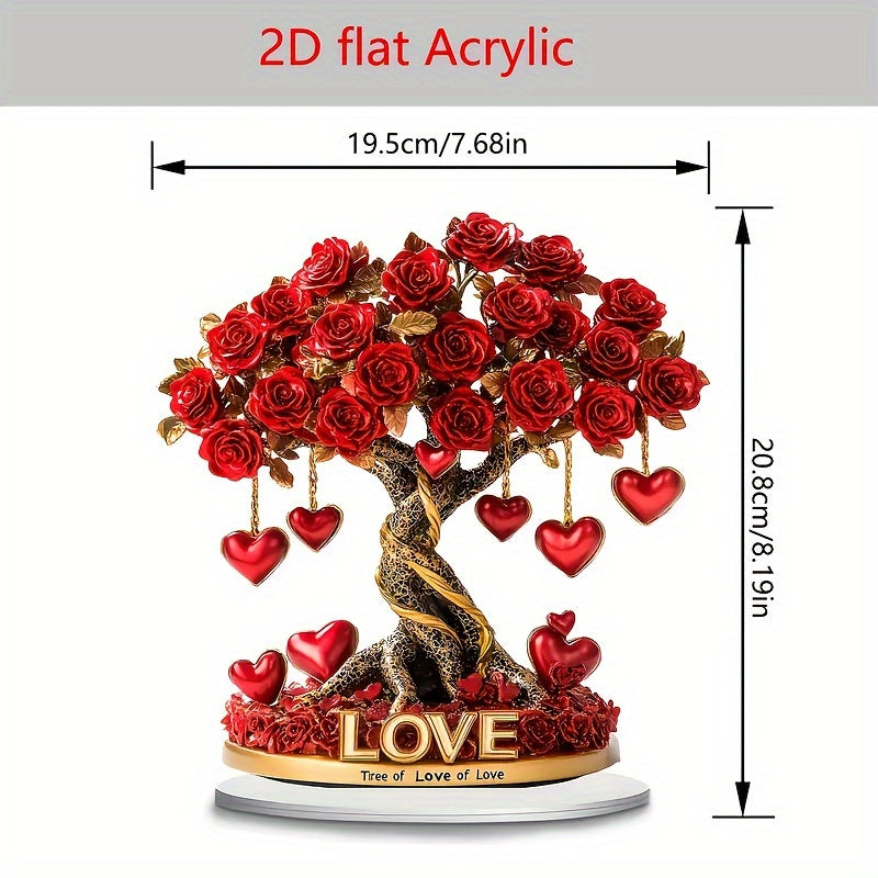 2D Crystal Heart "Tree of Love" Acrylic Decor