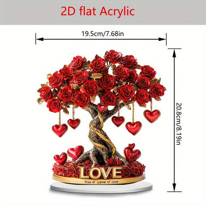 2D Crystal Heart "Tree of Love" Acrylic Decor
