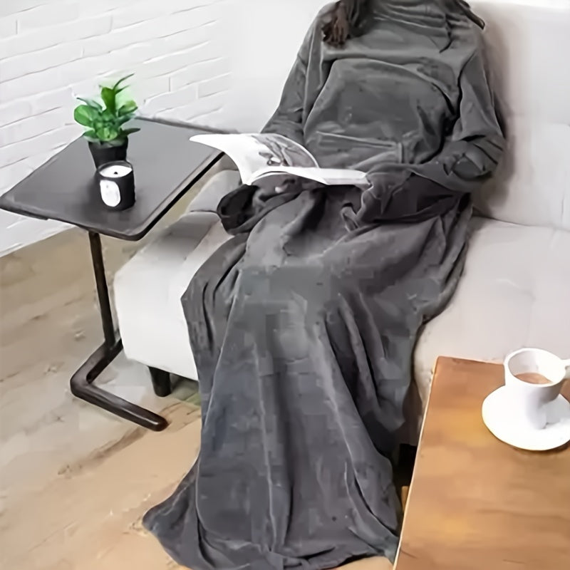 Cozy Flannel Sleeve Blanket for Indoor & Outdoor