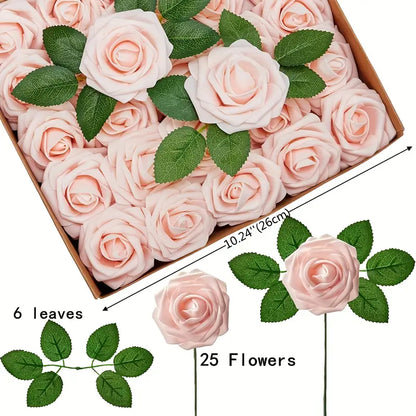 Pink Artificial Flowers Combo Box Set with Stems