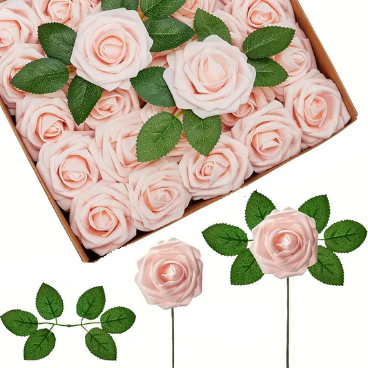 Pink Artificial Flowers Combo Box Set with Stems