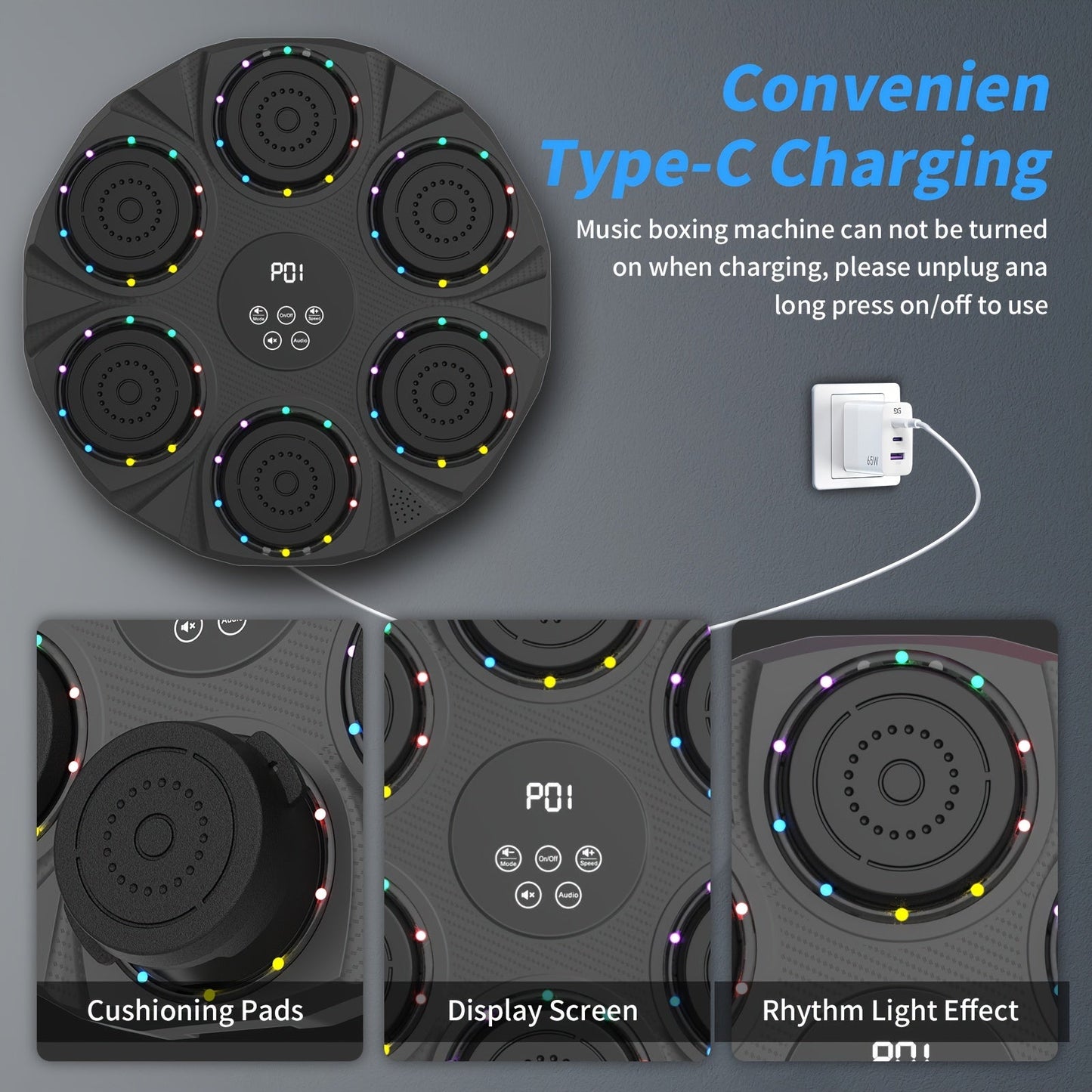 Boxing Trainer Wall Mount with Gloves & Music