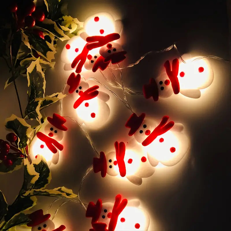 Charming LED Snowman String Lights for Festive Christmas Decor - Set of 10 Lights (5.4ft/1.65m)