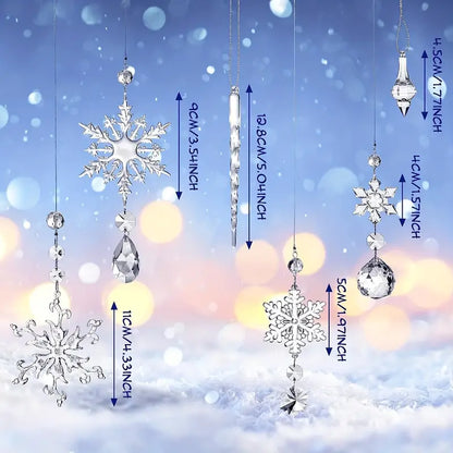 Crystal Elegance: Set of 16 Transparent Christmas Snowflake Ornaments