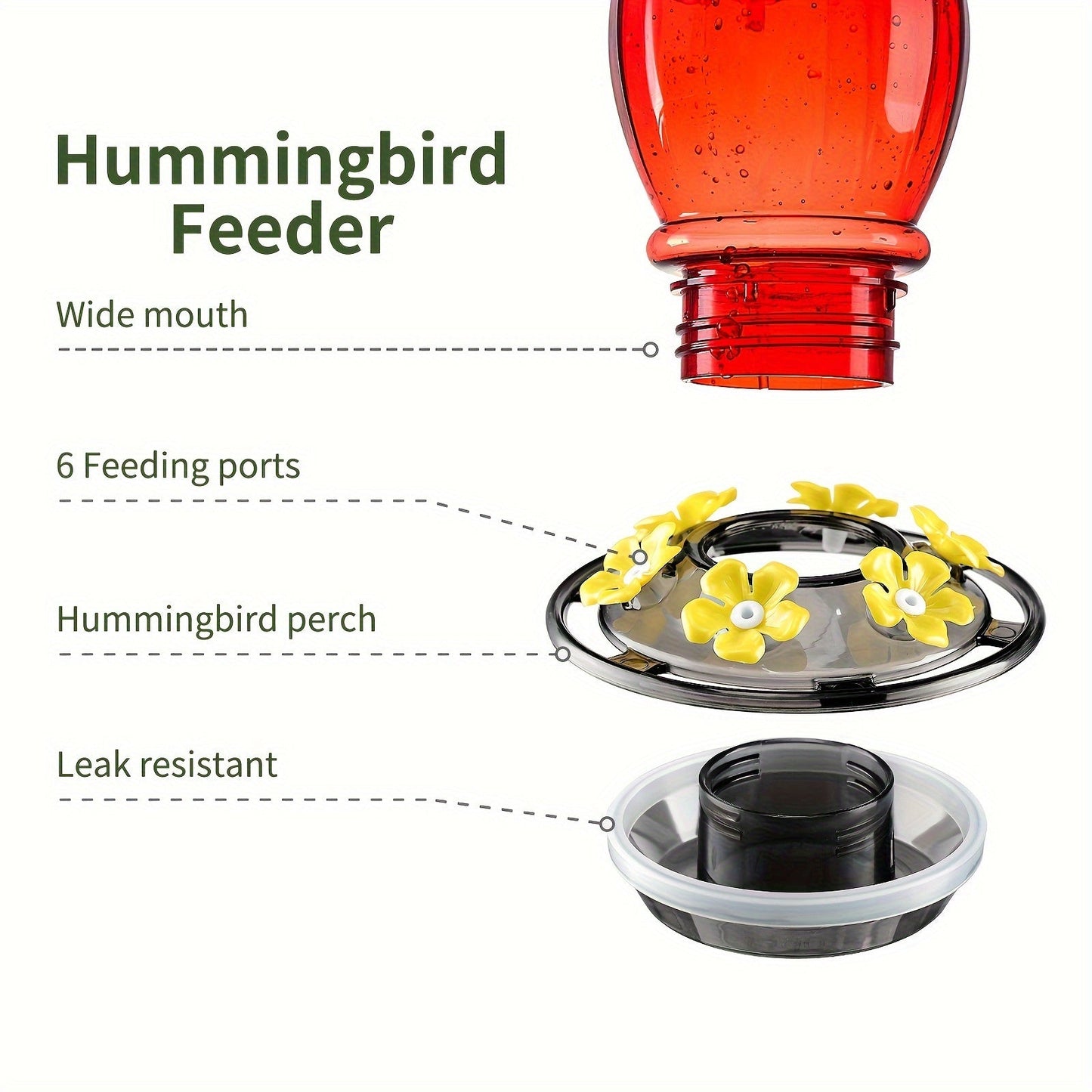 Ant-Moat Hummingbird Feeder with 6 Feeding Ports