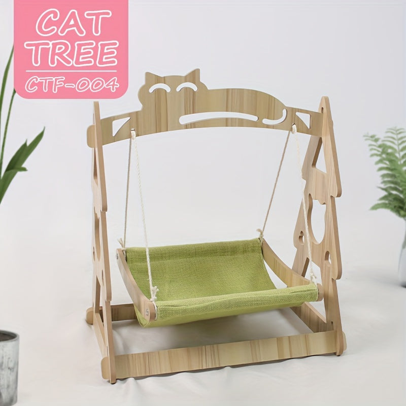 Cat Hammock Tree with Scratching Rope Lounger Bed