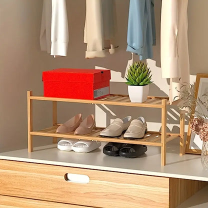 Bamboo Shoe Rack: Stack & Fold Design