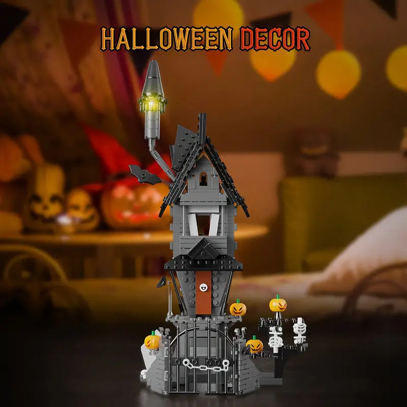 Halloween Haunted House Building Kit with LED Ligh t- 1000pcs