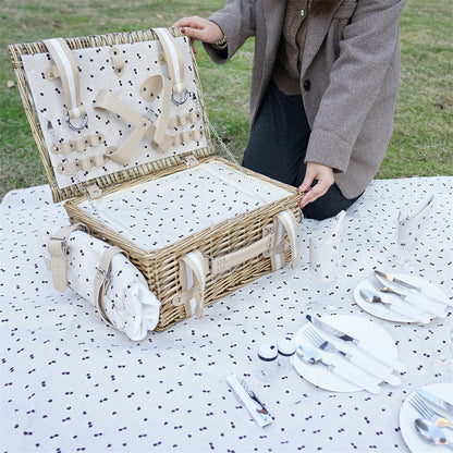 Four-Person Rattan Picnic Basket Set