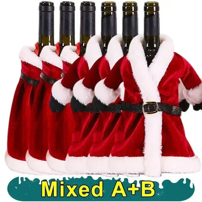 Christmas Red Dress Wine Bottle Covers Velvet Xmas Bags