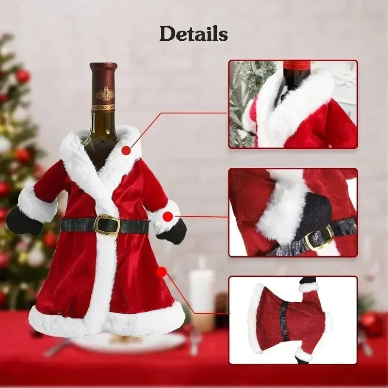 Christmas Red Dress Wine Bottle Covers Velvet Xmas Bags