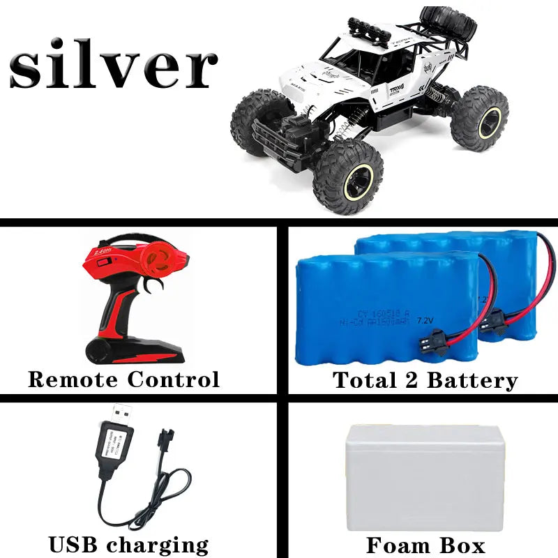 4WD Off-Road RC Car with LED Lights – 2.4G Remote Control Buggy Truck