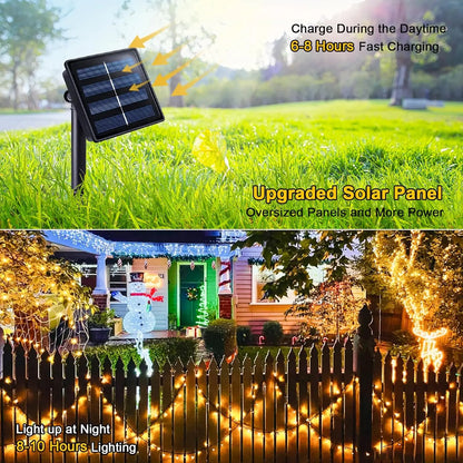 Solar Christmas Lights Outdoor Waterproof String 8 Modes
