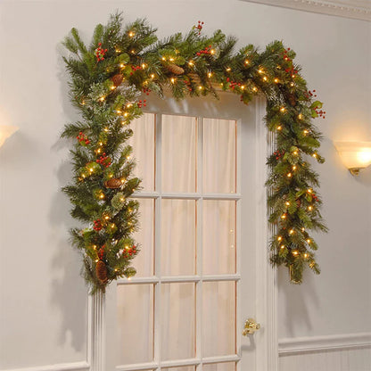 Christmas Rattan Garland with Red Berries