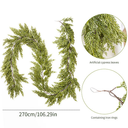Artificial Cedar Christmas Garland for Home Decor (2.7m)