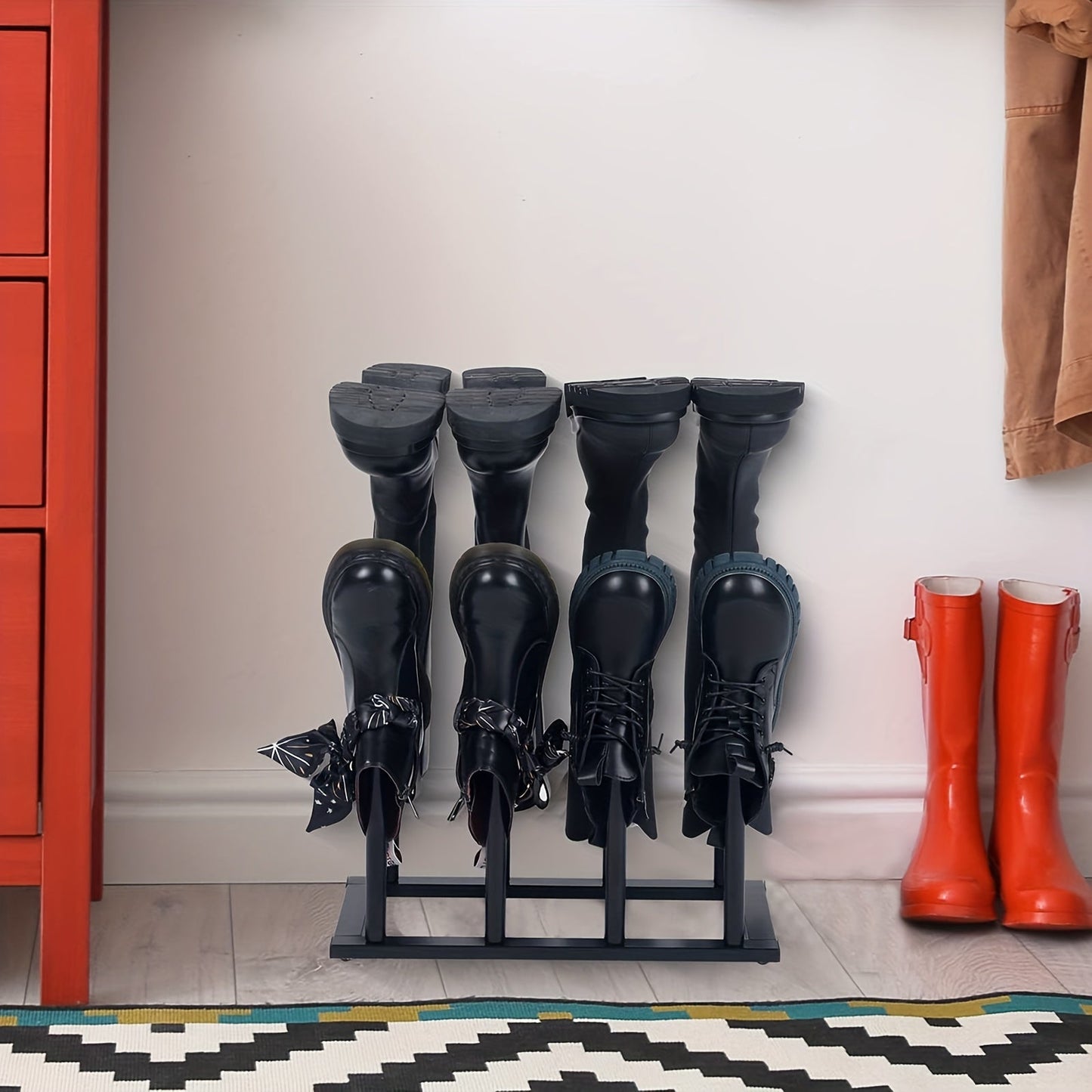 Black Metal Shoe Rack Organizer for Entryway