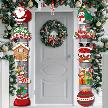 Merry Christmas Door Hanging Banner Set - 10-Piece Festive Home Décor Couplets