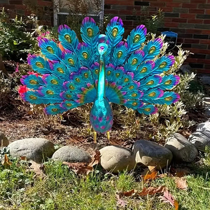 Exquisite Painted Peacock Garden Sculpture - Elegant Metal Animal Figurine for Easter