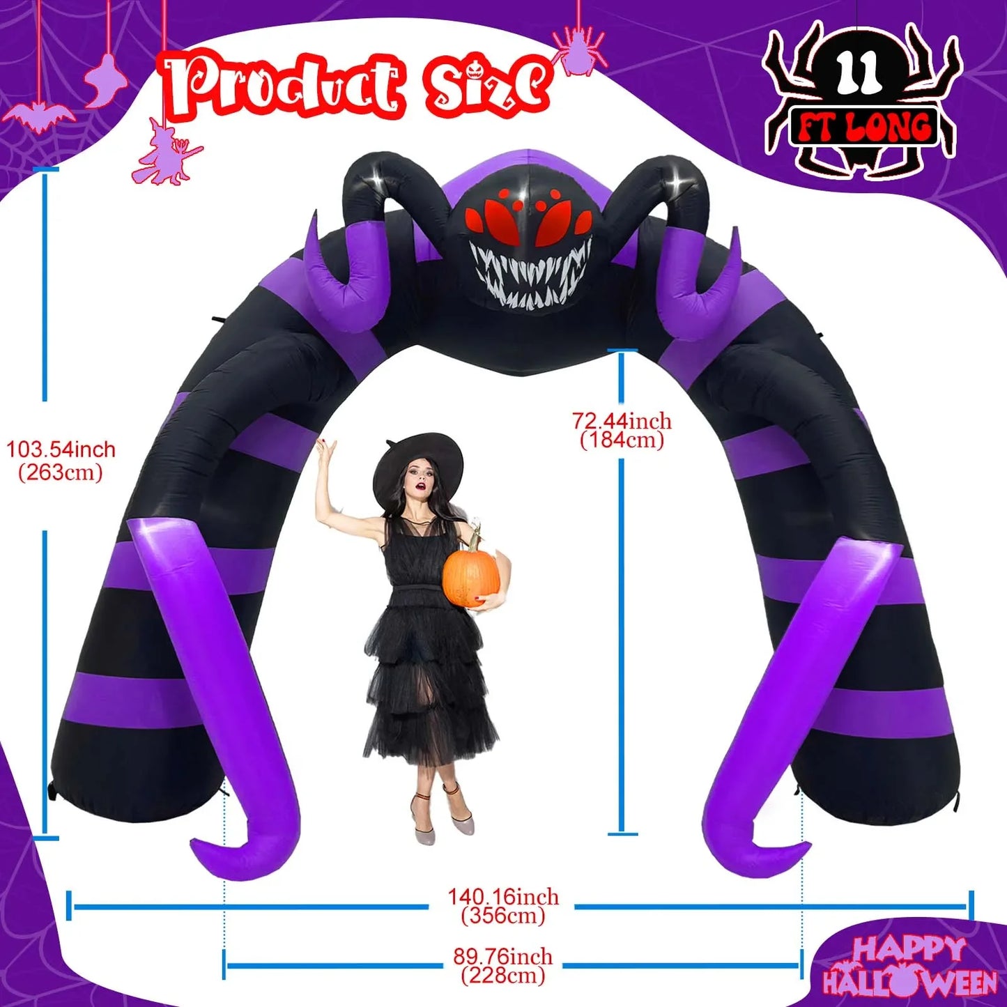 Halloween Spider Arch Inflatable with LED Lights