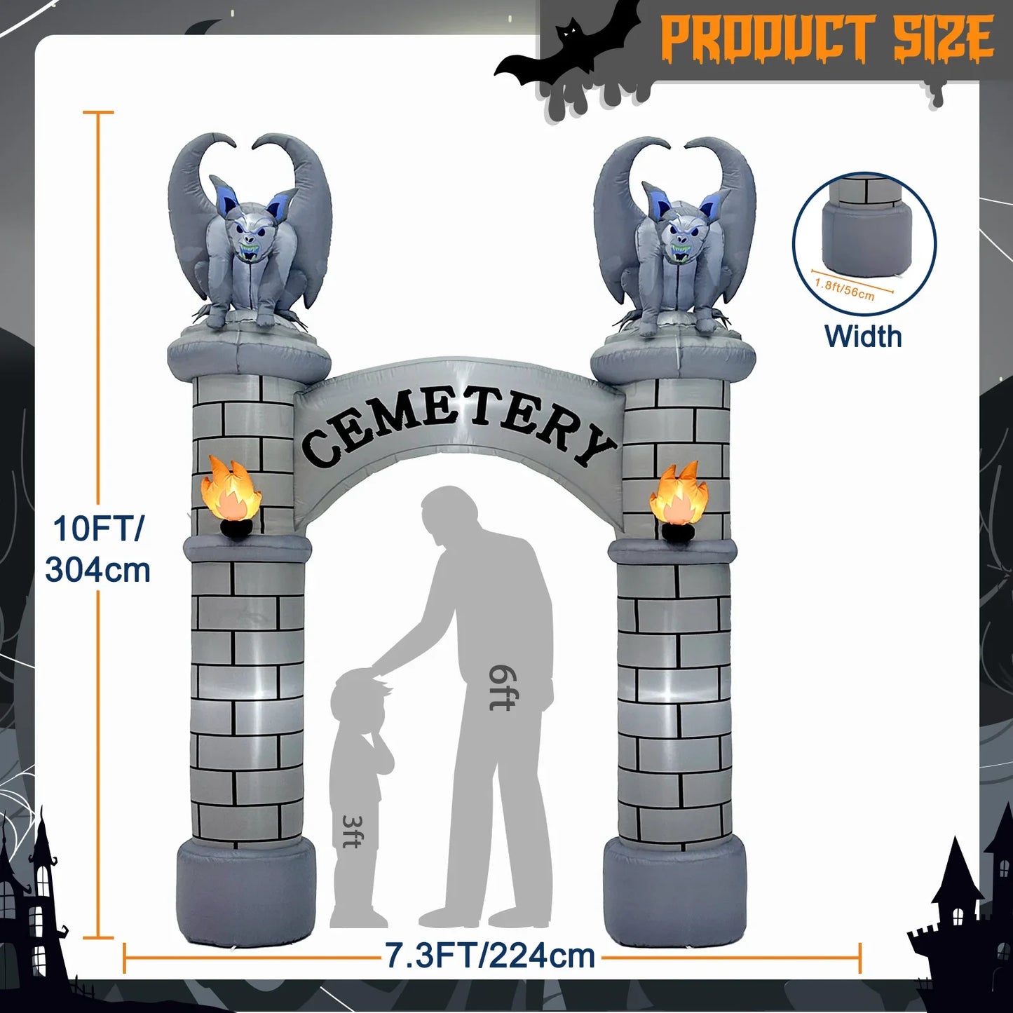 10FT Halloween Castle Inflatable Archway with LED Lights