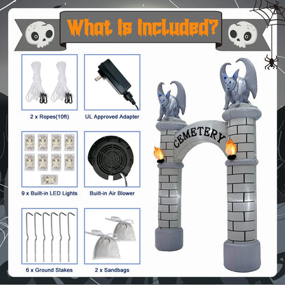 10FT Halloween Castle Inflatable Archway with LED Lights