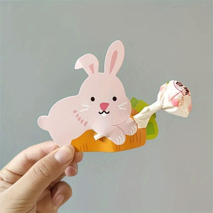 Pink Bunny Lollipop Paper Cards Easter Decorations (50pcs)