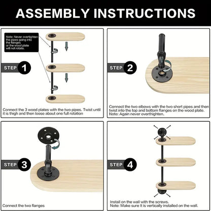 Rustic Industrial Pipe Storage Shelf with Wood Planks - 3 Tier
