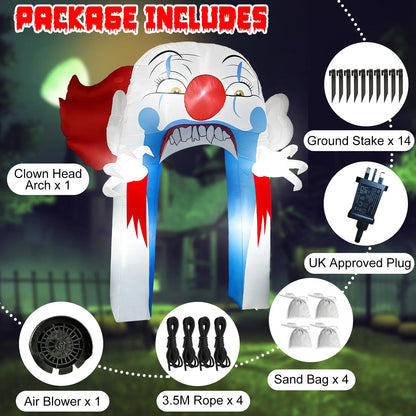 Halloween Clown Arch Inflatable with LED Lights