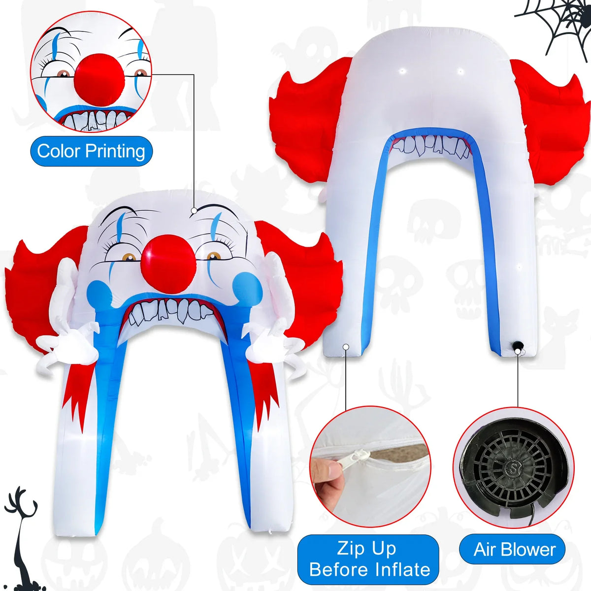 Clown Inflatable Arch Halloween Clown Arch Inflatable with LED Lights – LifeBay