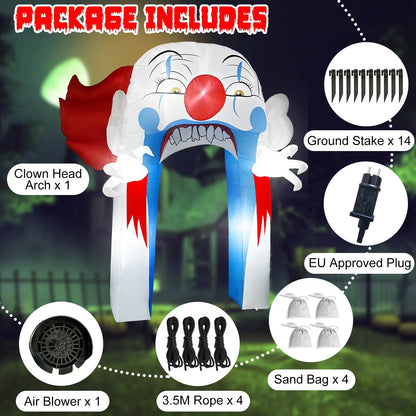 Halloween Clown Arch Inflatable with LED Lights