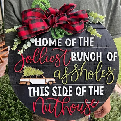 Welcome Guests with 1pc Christmas Wooden Door Sign