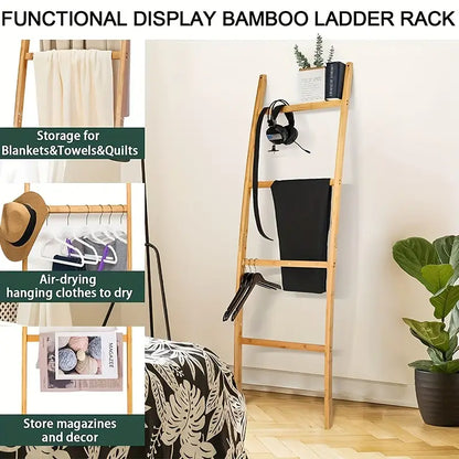 Ladder Style Storage Rack - Space Saving Towel and Blanket Organizer
