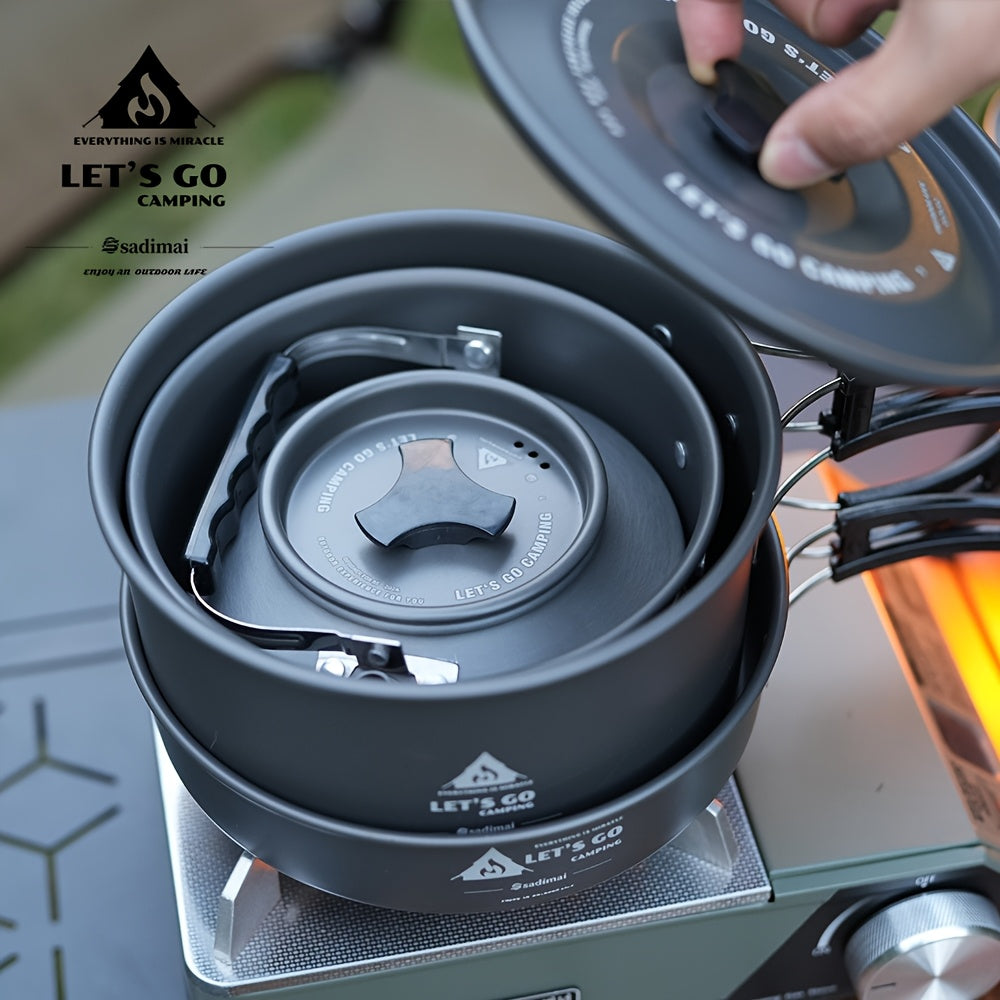 4pcs Aluminum Camping Cookware Set for Outdoor Cooking