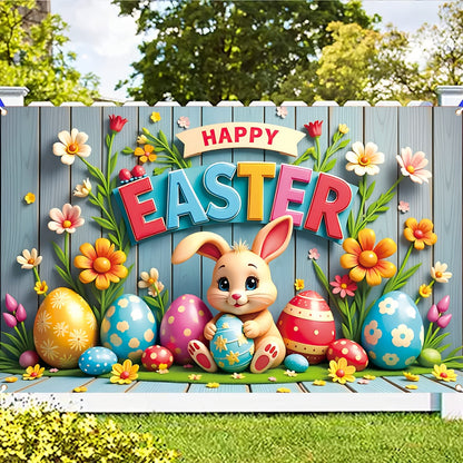 Easter Bunny Eggs Banner Polyester Decoration