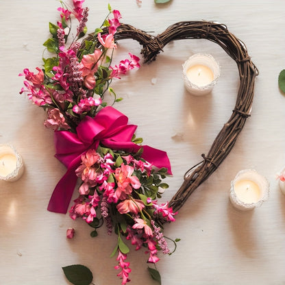 Heart-Shaped Floral Wreath Door Hanging