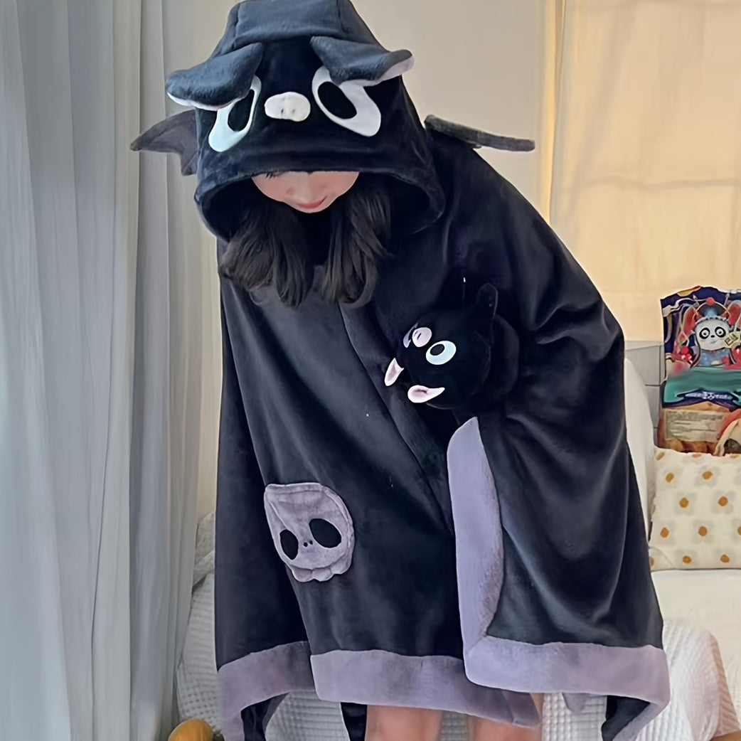 Bat Hooded Wearable Blanket with Detachable Nose
