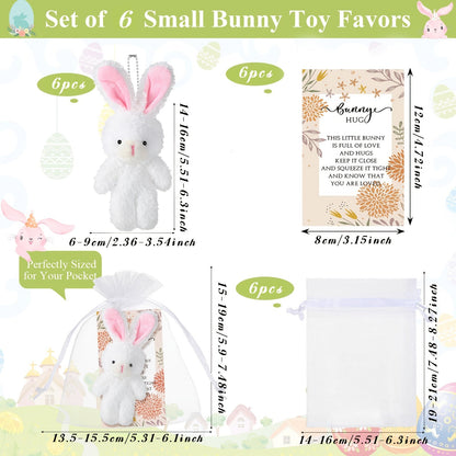 6-Pack Mini White Bunny Gifts with Hug Cards