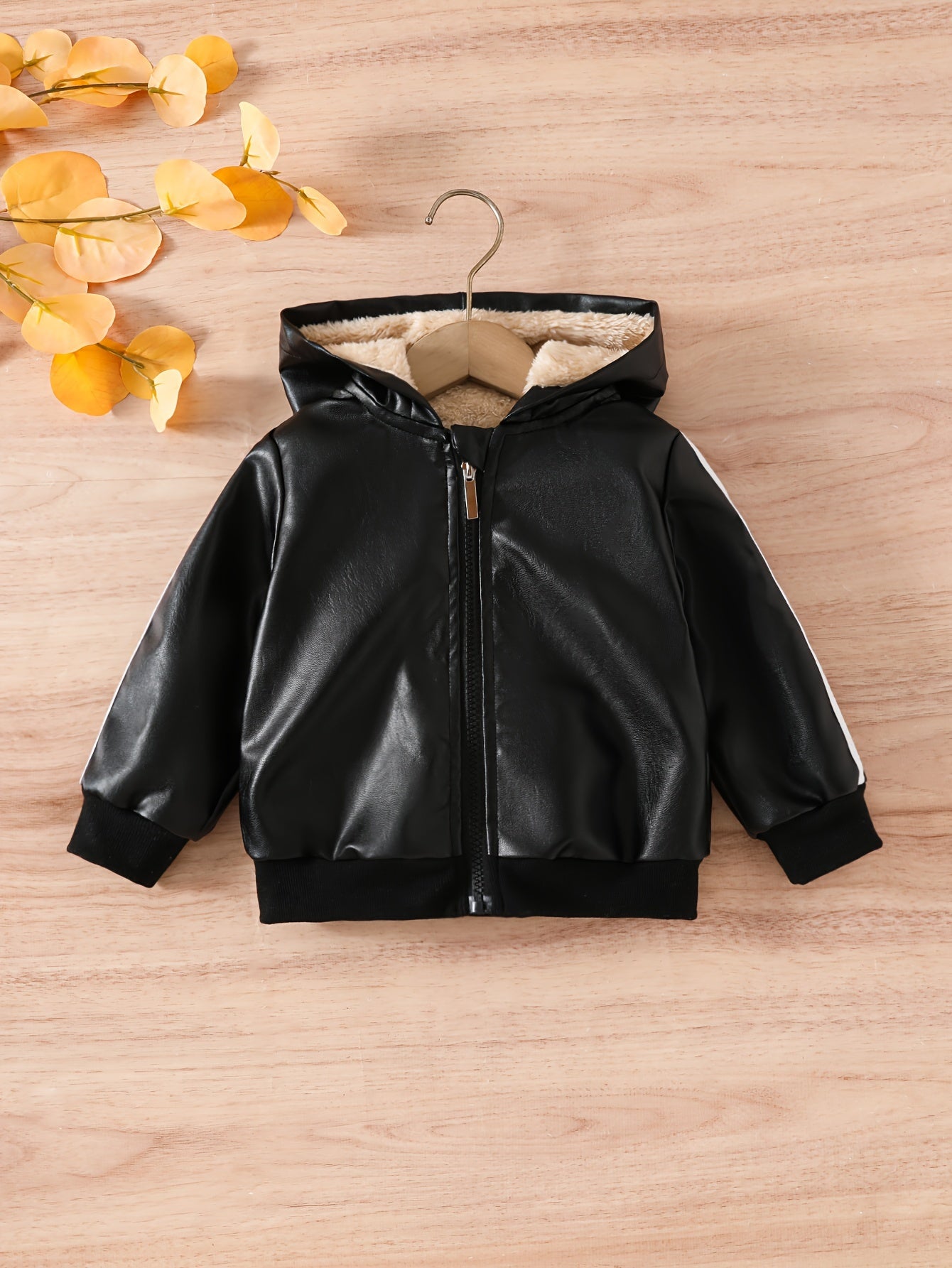 Boys’ Hooded Winter Jacket Plush Windproof Coat