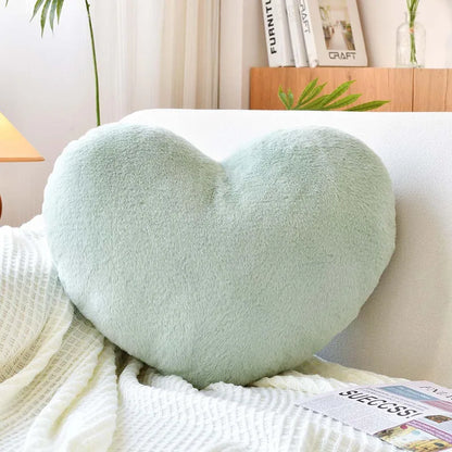 Heart Shaped Faux Bunny Fur Pillow (Grey)