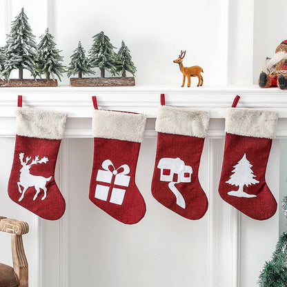 Christmas Stockings Reindeer Tree Holiday Decor Set (12 PCS)