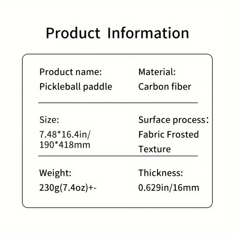 Ultra-Durable Carbon Fiber T700 Pickleball Paddle for Pro Performance