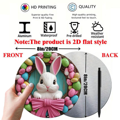 Aluminum Easter Bunny Wreath Wall Sign