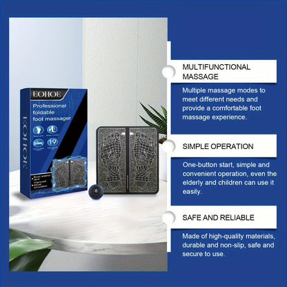 Foldable Foot Massager with 8 Vibration Modes – EMS Acupressure Therapy(Blue)