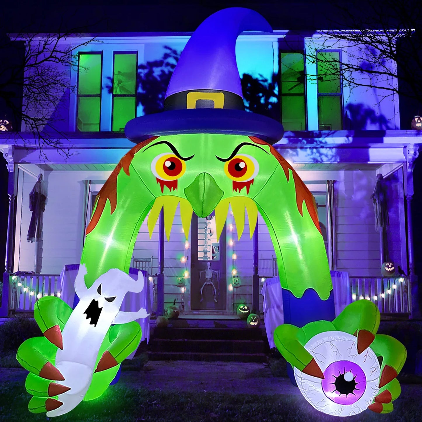 Halloween Inflatable Giant Witch Arch with LED Lights