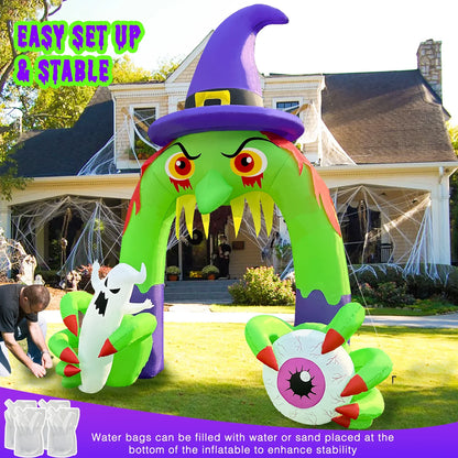 Halloween Inflatable Giant Witch Arch with LED Lights