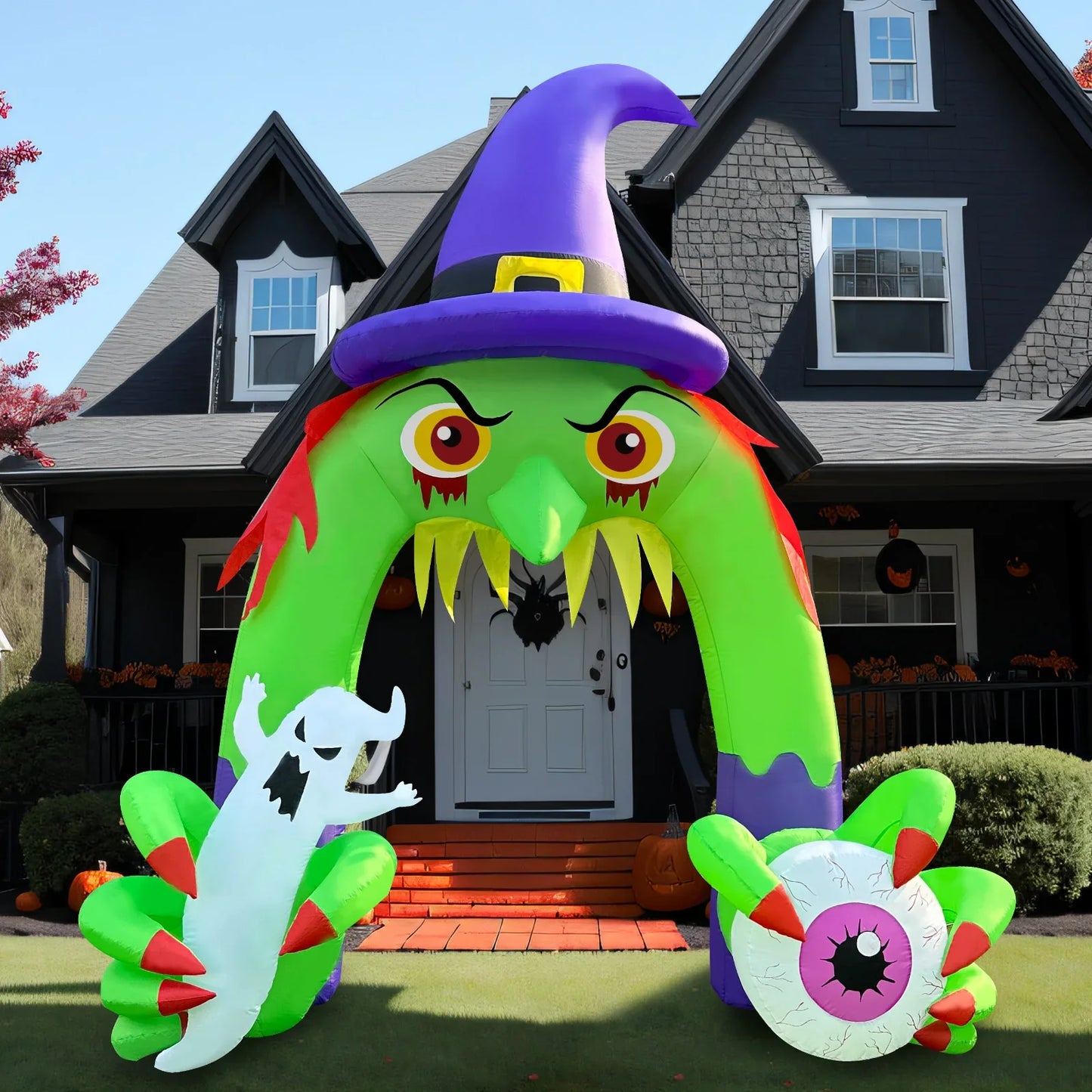 Halloween Inflatable Giant Witch Arch with LED Lights