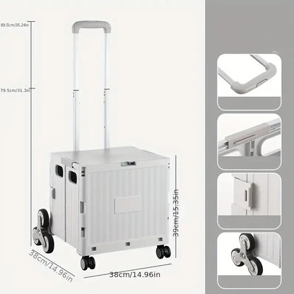 50L Folding Shopping Cart for Picnics, Camping, and Market Stalls - Gray
